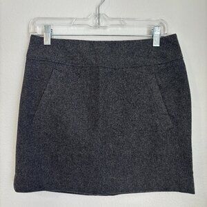 Gray Wool Blend Mini Skirt